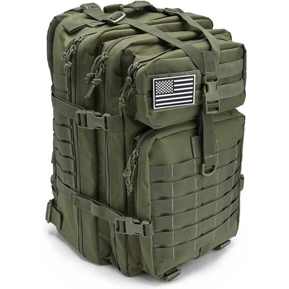 45L Military Tactical Backpack, Camping Hiking Bug Out, 3 Day Assault Pack Green - Picture 2 of 6